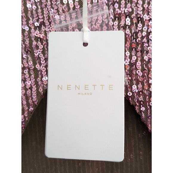 Nenette Milano Rose Pink Sequin Maxi Dress IT 42 US S Evening Gown Made in Italy - Picture 5 of 7